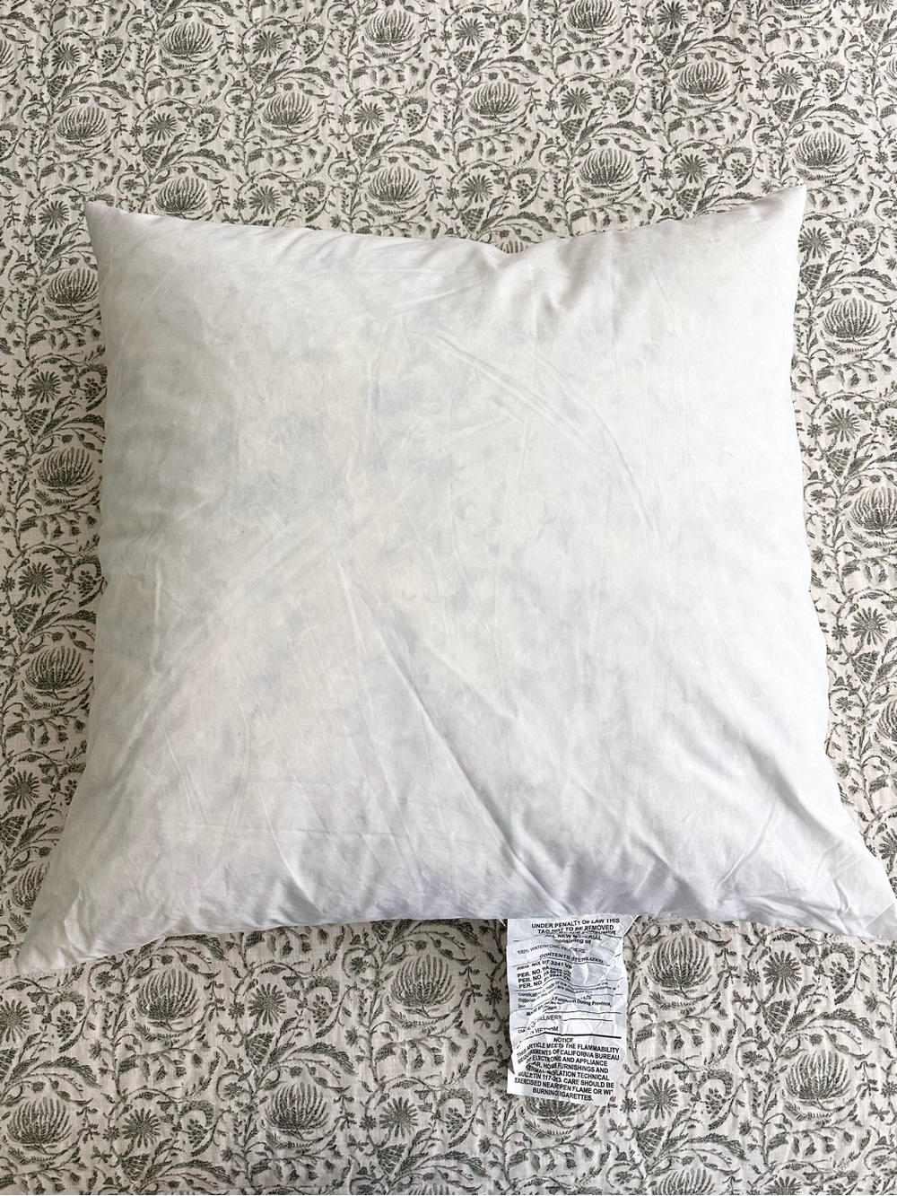 Down Feather 22” Square Pillow Insert